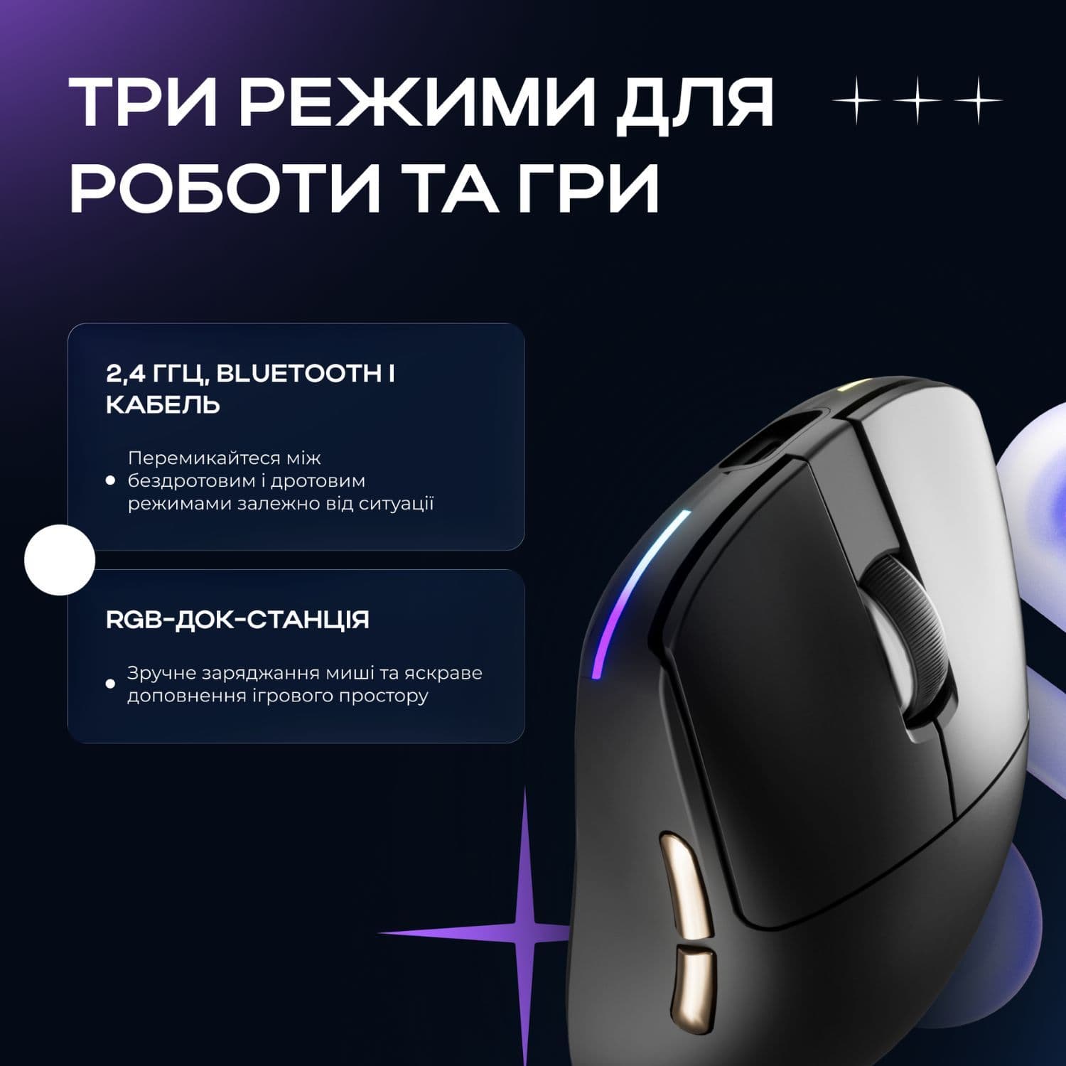 Бездротова ігрова мишка з док станцією Kondor Astra Pro